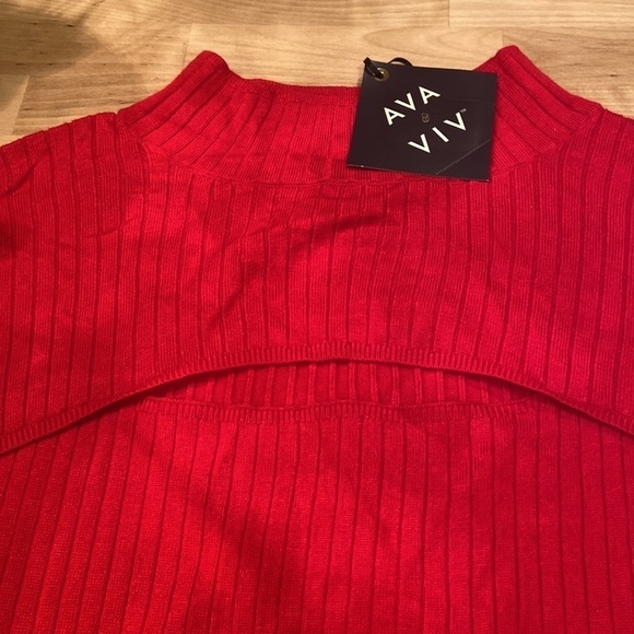 Ava & viv red cut out ribbed sweater dress not - Picture 3 of 3